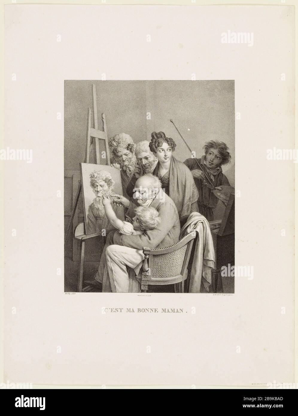 MEINE MOM IST GUT Louis Boilly (1761-229) und Godefroy Engelmann (2,8-18329). "C'est mA bonne maman". Lithographie. Im Jahr 182. Paris, musée Carnavalet. Stockfoto