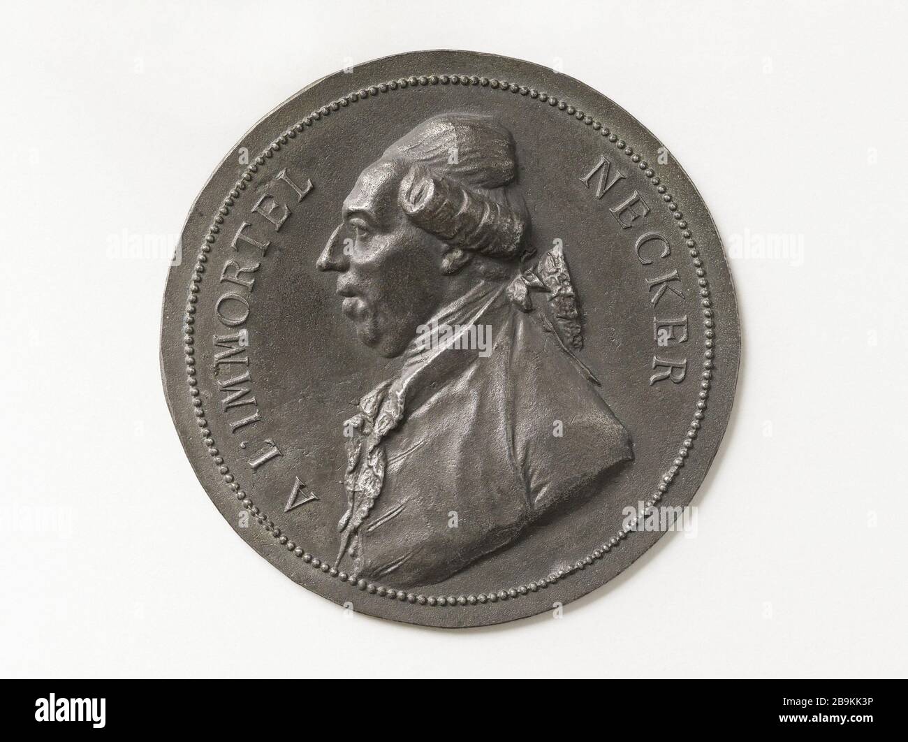 Jacques Necker (1732-1804), CEO des königlichen Schatzamtes (1776-1777), Generaldirektor der Finanzen (1777-1789, 1788-1789), ehemaliger Finanzminister (1789-1810) Jacques Necker (1732-1804), Directeur général du Trésor Royal (1776-1777), Directeur général des Finances (1777-1788-1789), 1788-1789), Premier des Premiers (1789-1789-1780-1780-1780-1780-1780-178 Etain. Paris, musée Carnavalet. Stockfoto