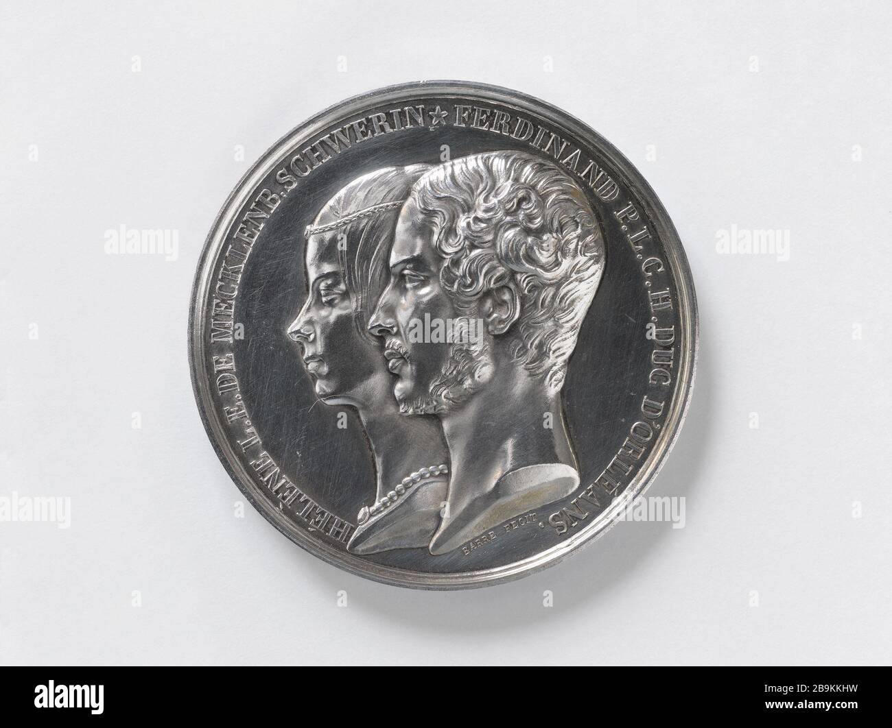 Ehe des Herzog von Orleans und der Prinzessin Helen von Mecklenburg-Vorpommern, 30. Mai 1837 Jacques-Jean Barre (1793-1855). Mariage du duc d'Orléans et de la princesse Hélène de Meklembourg-Schwerin, 30 Mai 1837. Argent. Paris, Musée Carnavalet. Stockfoto