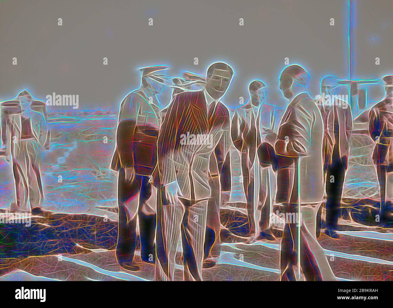 Ankunft in Palästina von Herrn Antony [d. H. Anthony] Eden. Letzter Abschied Eden nimmt Abschied von H.E. (d. H. Von seiner Exzellenz), dem hohen COM[Missioner] am Flughafen Lydda (unter dem Schatten des Flugzeugflügels). 1940, Israel, Lod Stockfoto