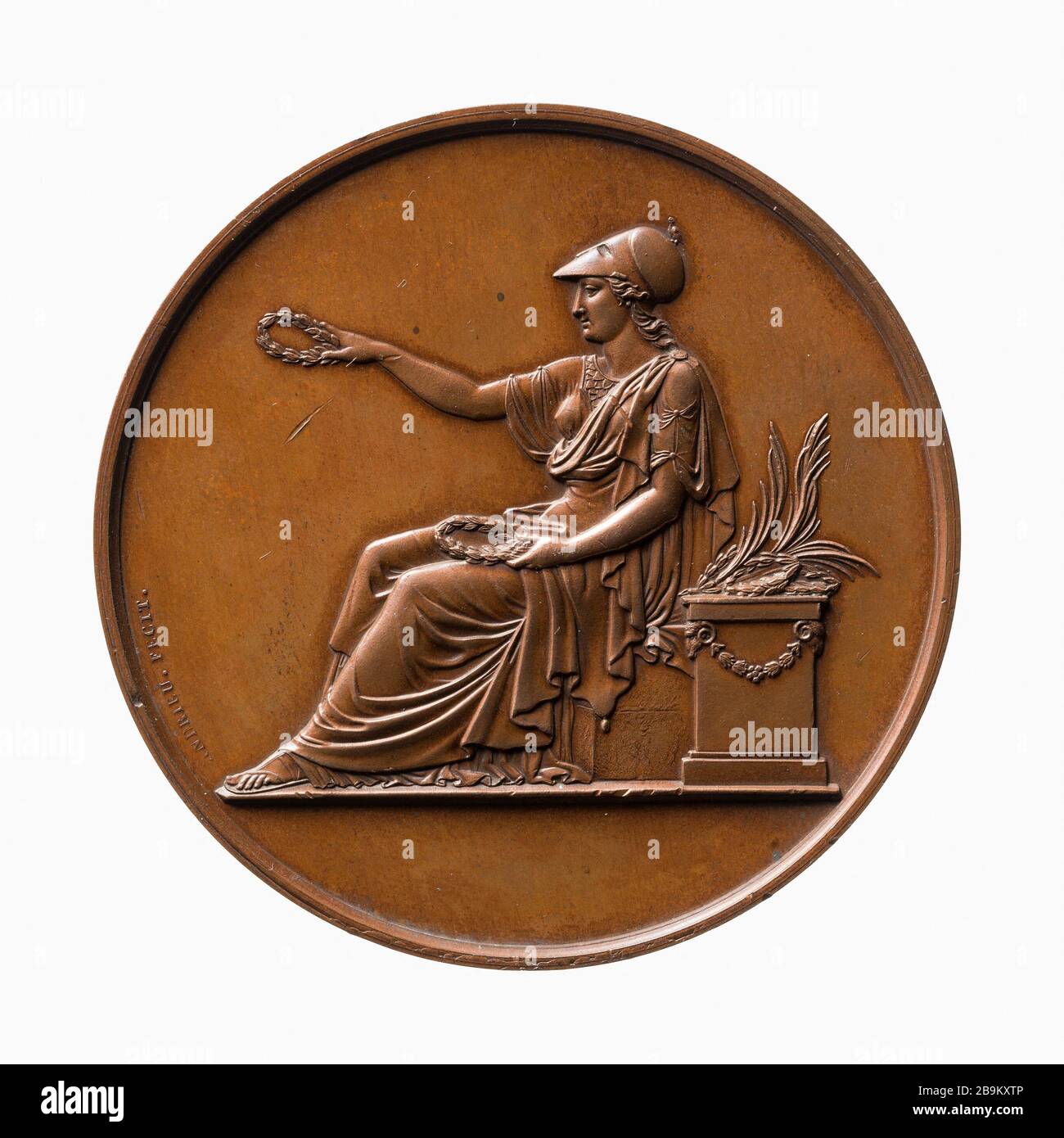 Medaille angeboten von der geographischen Gesellschaft Adolf Nordenskiöld (1832-1901) Geologe, Mineraloge und Entdecker, als erster den Nordwest-Durchgang Ost in den Jahren 1878-1879 Bertrand Andrieu (1761-1823) überqueren konnte. Médaille offerte par la société de géographie à Adolf Erik Nordenskiöld (1832-1901) géologue, minéralogiste et explorateur, pour avoir été le Premier à franchir le Passage du Nord-Est en 1878-1879. Bronze. Vers. Paris, musée Carnavalet. Stockfoto