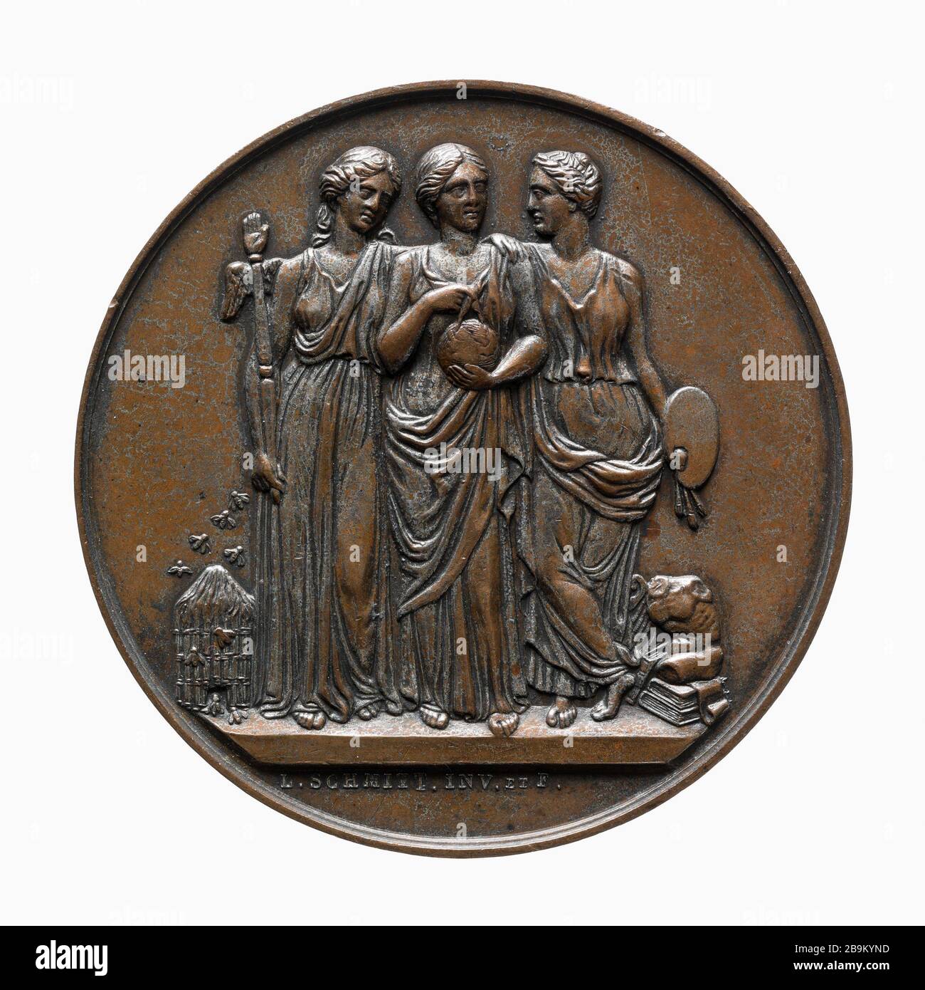 11. Tagung des wissenschaftlichen Kongresses in Lyon, Frankreich, 1. September 1841 Jean Louis Michel Schmitt (1807-1890). 11e session du congrès scientifique de France à Lyon, 1er septembre 1841. Bronze, Trace d'argenture sur le droit, 1841. Paris, musée Carnavalet. Stockfoto