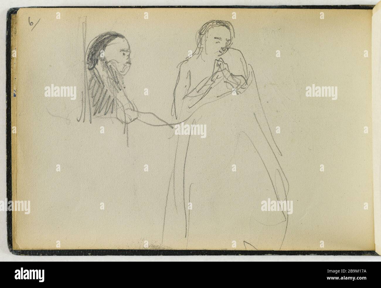 NOTIZBUCHZEICHNUNG: ZWEI SILHOUETTEN (SEITE 6) Camille-Jean-Baptiste Corot (1796-1875). Carnet de croquis de dessins : deux Silhouetten (Seite 6). Krebse. Paris, musée Carnavalet. Stockfoto