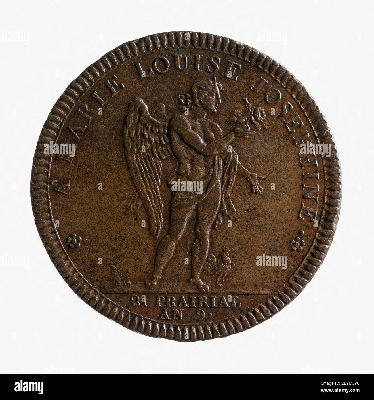 Vistire König und Königin von Etrurien zur Münze, 21. Prairiales Jahr IX (10. Juni 1801) () Augustin Dupré (1748-1834). Vistire du roi et de la reine d'Etrurie à la Monnaie, 21 prairial an IX (10 Juin 1801). Bronze. 1801. Paris, musée Carnavalet. Stockfoto