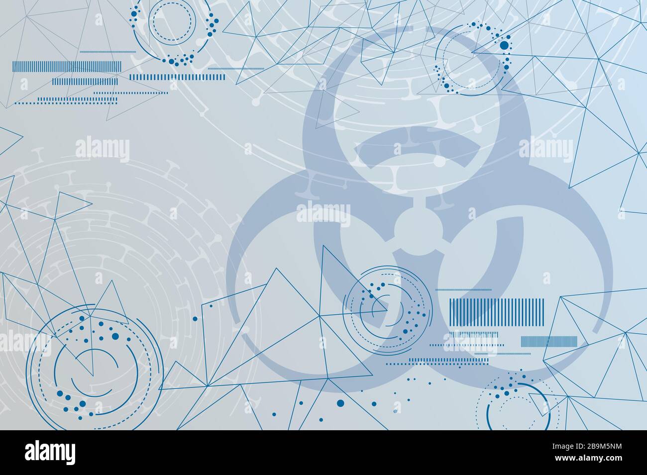 Blau Biohazard Zeichen Wissenschaft geometrischen Hintergrund Stock Vektor