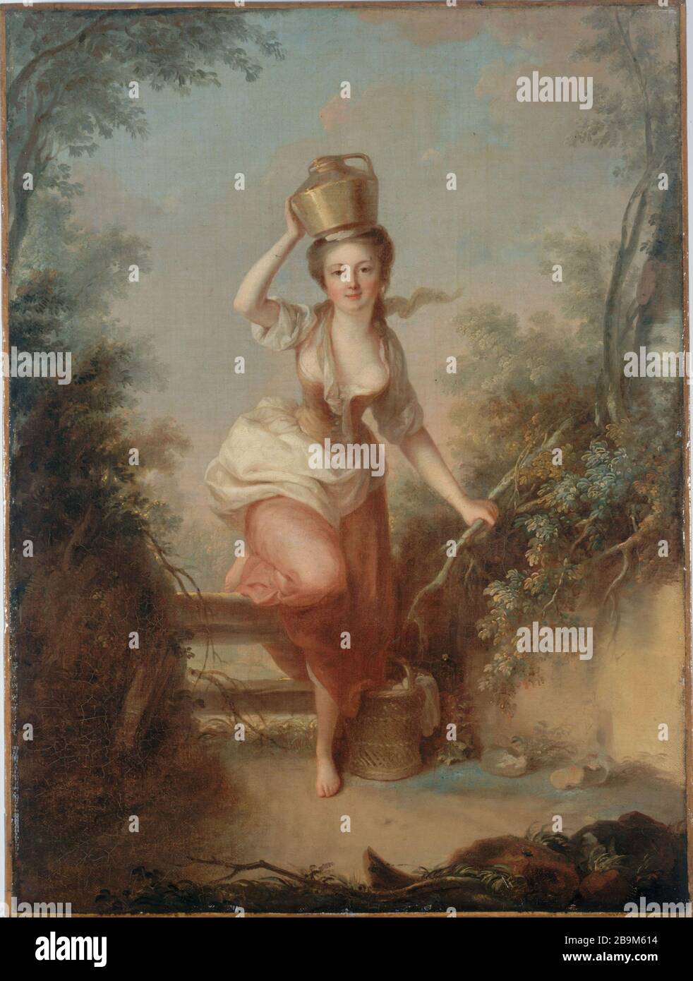 DAS MILCHMÄDCHEN Jean-Baptiste Huet (1745-1811). "La Laitière". Huile sur toile. Paris, musée Cognacq-Jay. Stockfoto