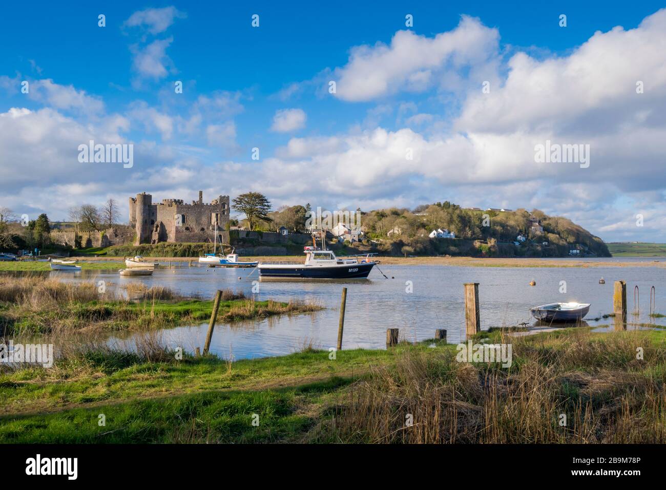Laugharne Schloss Laugharne Carmarthenshire Wales Stockfoto