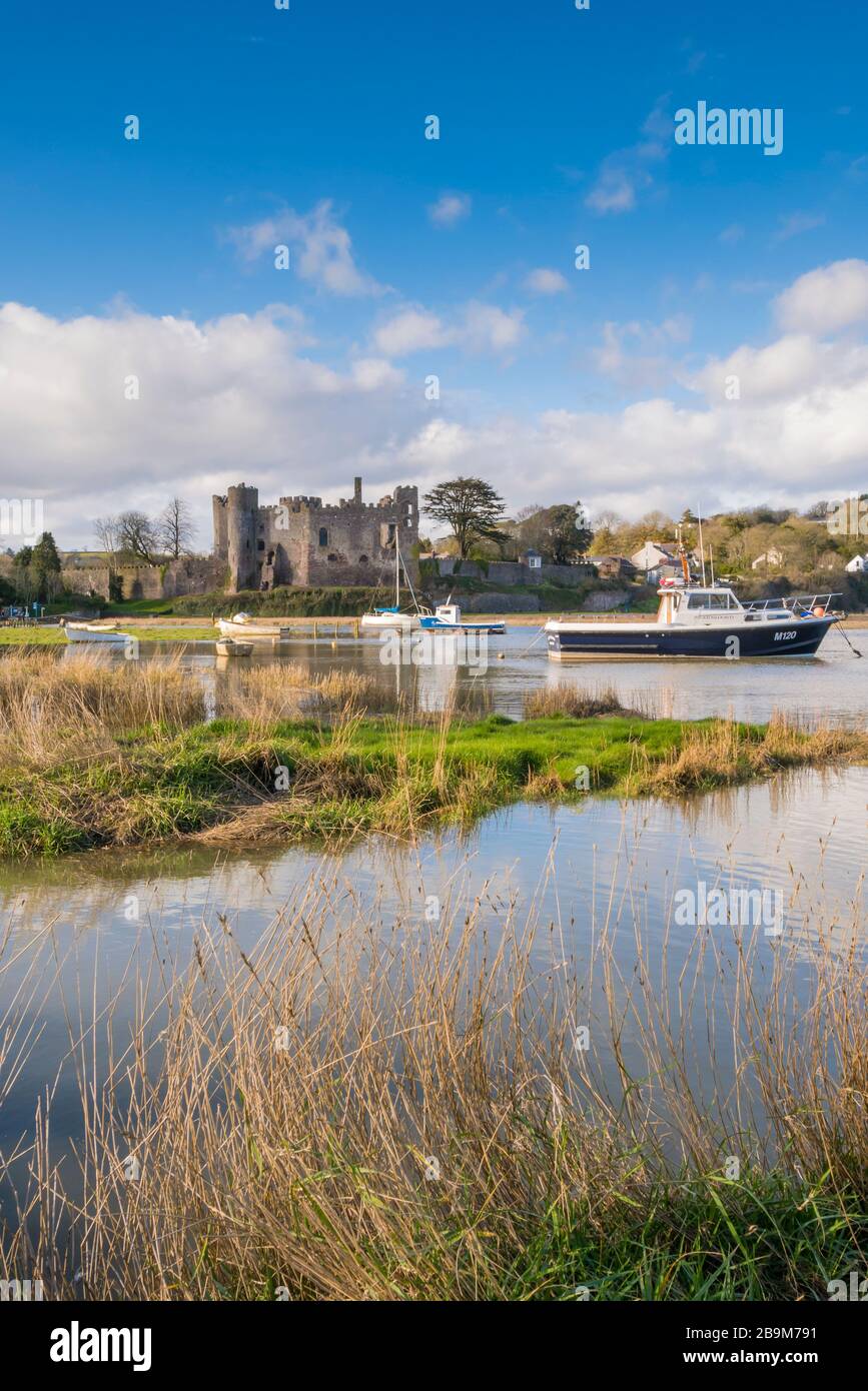 Laugharne Schloss Laugharne Carmarthenshire Wales Stockfoto
