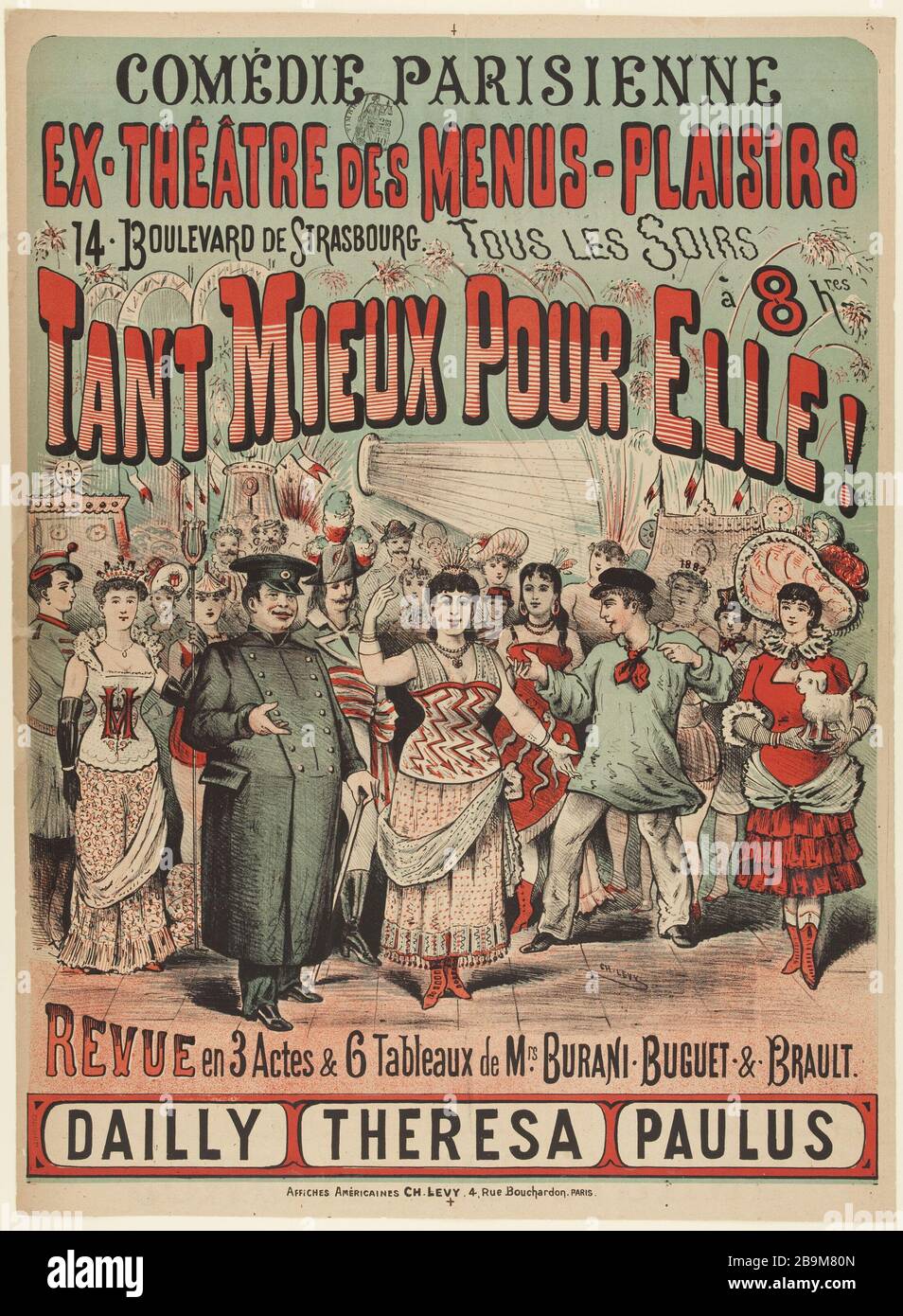 MENUS-PLEASURES, SO BESSER FÜR IHREN CHARLES LÉVY. 'Menus-Plaisirs, tant mieux pour elle'. Lithographie. 1880-1900. Paris, musée Carnavalet. Stockfoto