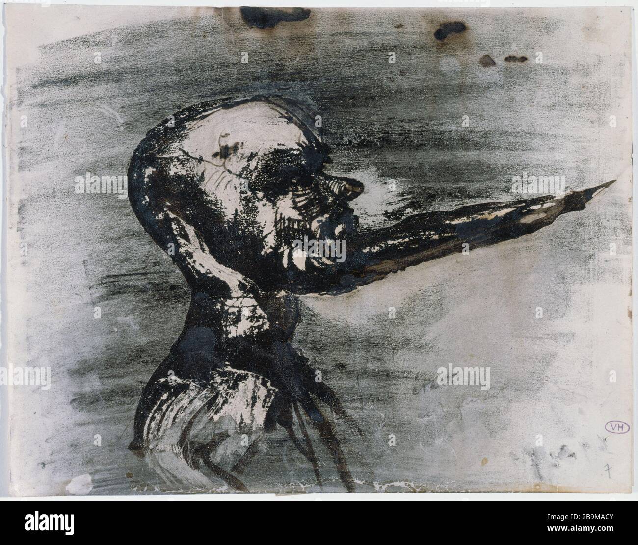 ALBUM MIT ANKÜNDIGUNG JULIETTE DROUET Victor Hugo (1802-1885). Album ayant appartenu à Juliette Drouet : Homme à la barbe (Folio 1). Paris, Maison de Victro Hugo. Stockfoto