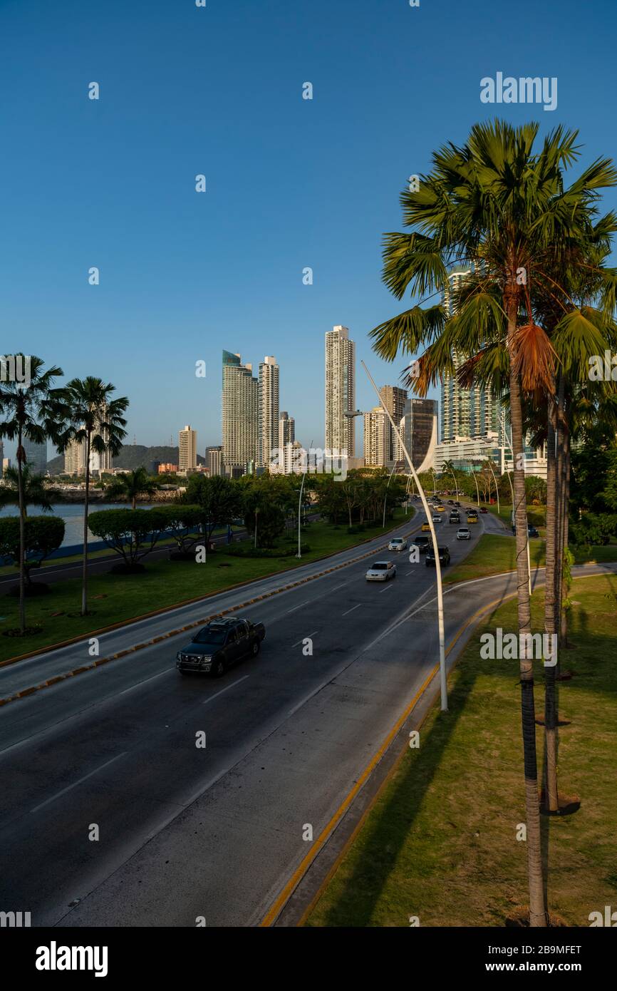 Cinta Costera, Coastal Beltway, Balboa Avenue, Panama City, Panama Stockfoto