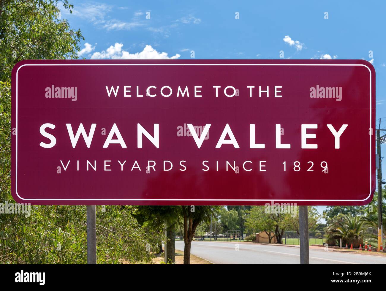 Willkommen im Swan Valley Vineyards Schild, Perth, Western Australia, Australien Stockfoto