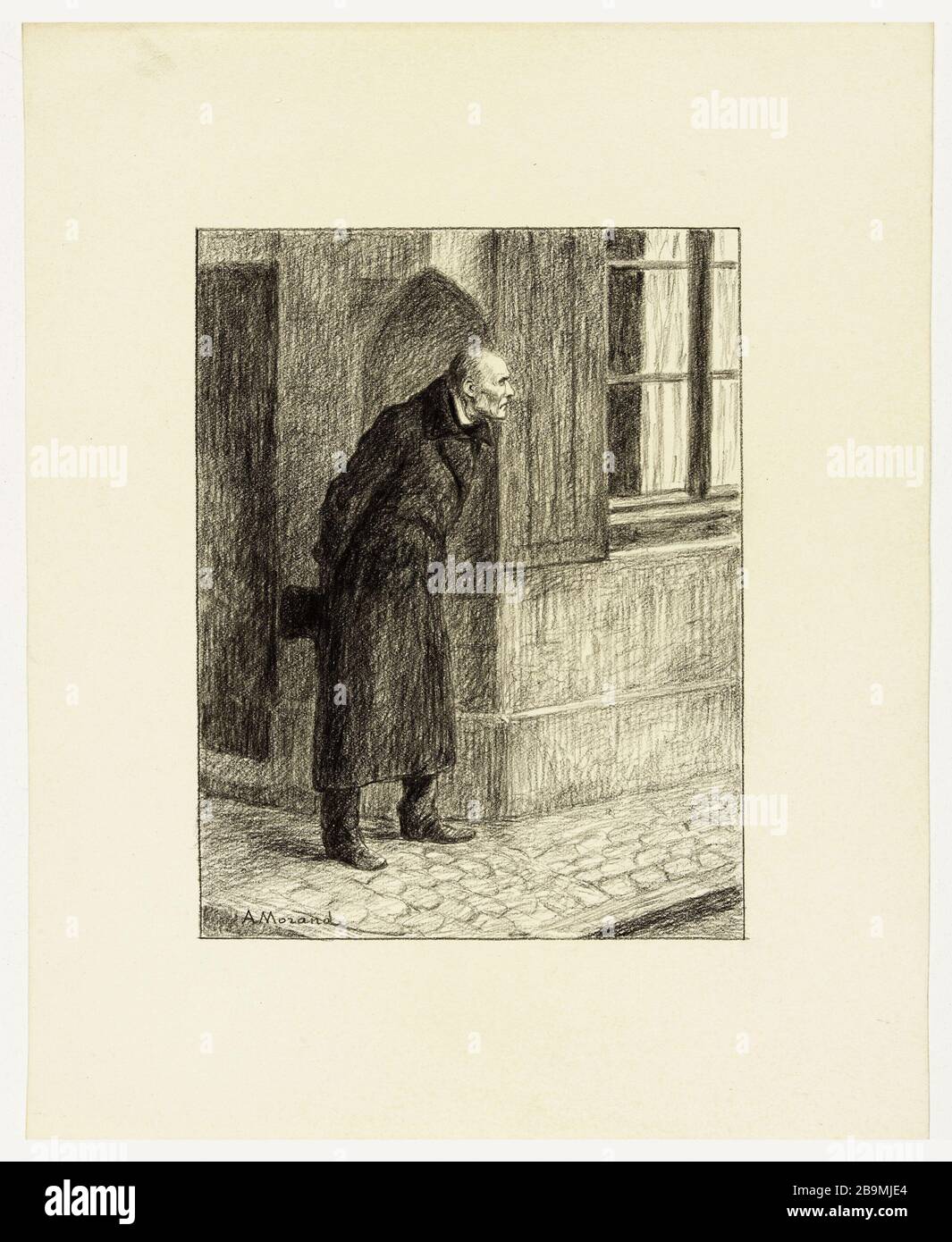 Dämmerungsverfall Albert Morand. La décroissance crépusculaire. Projet d'Illustration pour le roman de Victor Hugo, 'Les Misérables'. Crayon Conté ou pierre noire industrielle sur Papier, vers 1920. Paris, Maison de Victor Hugo. Stockfoto