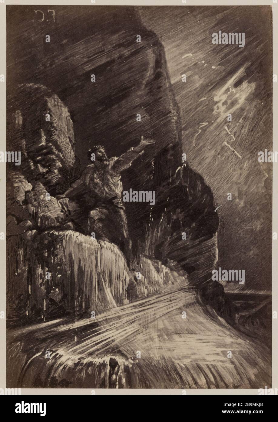 Der Windblitz François Nicolas Chifflart (1825-1901). "Le vent soufflait en foudre". Papieralbuminé. Im Jahre 1868. Paris, Maison de Victor Hugo. Stockfoto