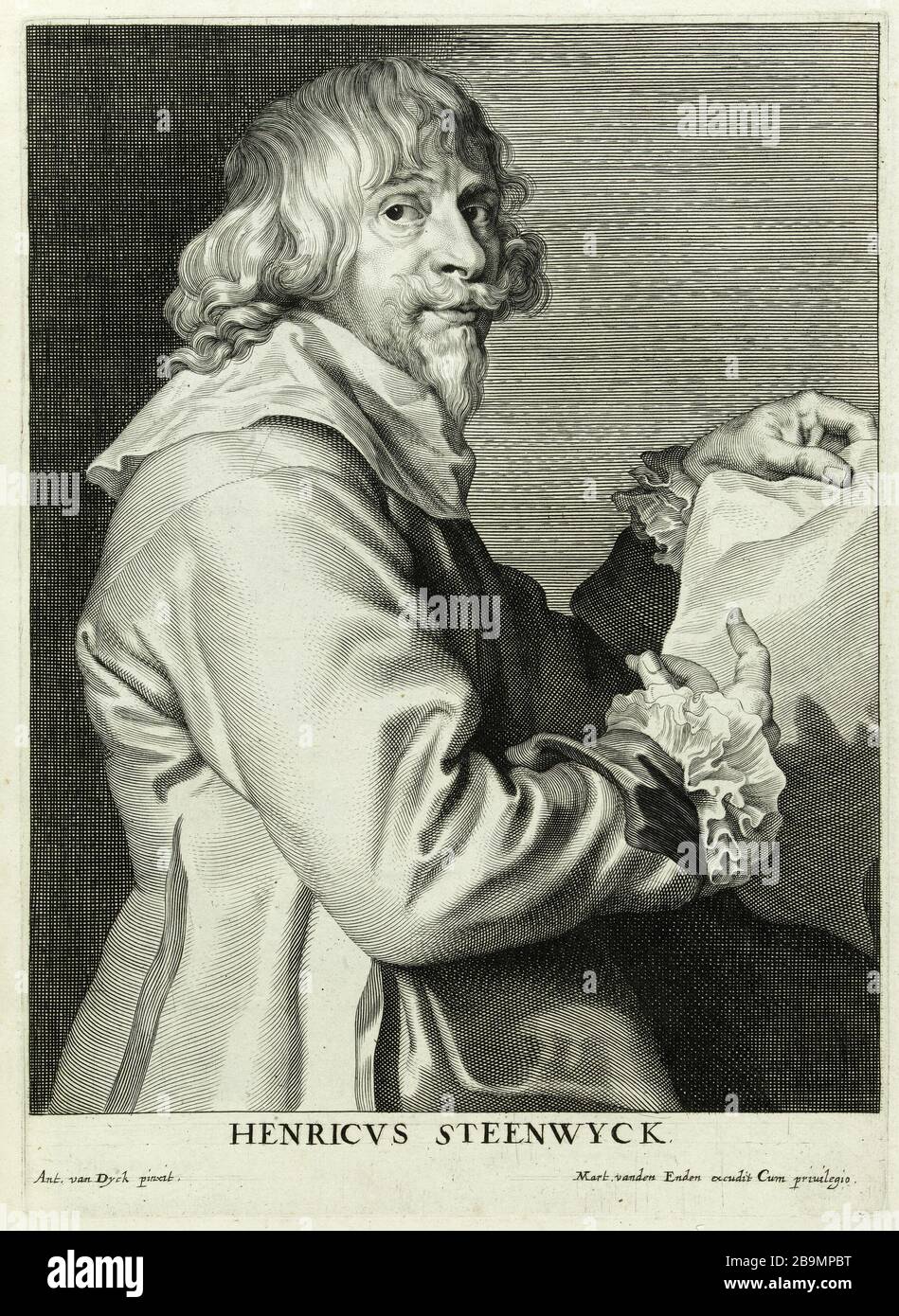 Steenwyck (Hollstein 93) Anton van Dyck (1599-1661). Portrait de Steenwyck (Hollstein 93), extrait du recueil Debois. Eau-forte, burin sur Papier, 1634-1636. Musée des Beaux-Arts de la Ville de Paris, Petit Palais. Stockfoto