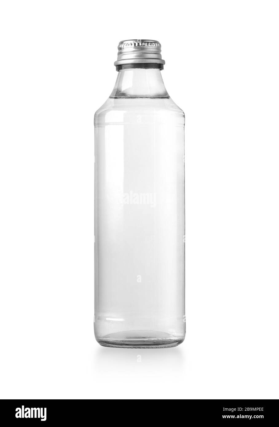 Glas Wasser Flasche auf Weiß mit Freistellungspfad isoliert Stockfoto