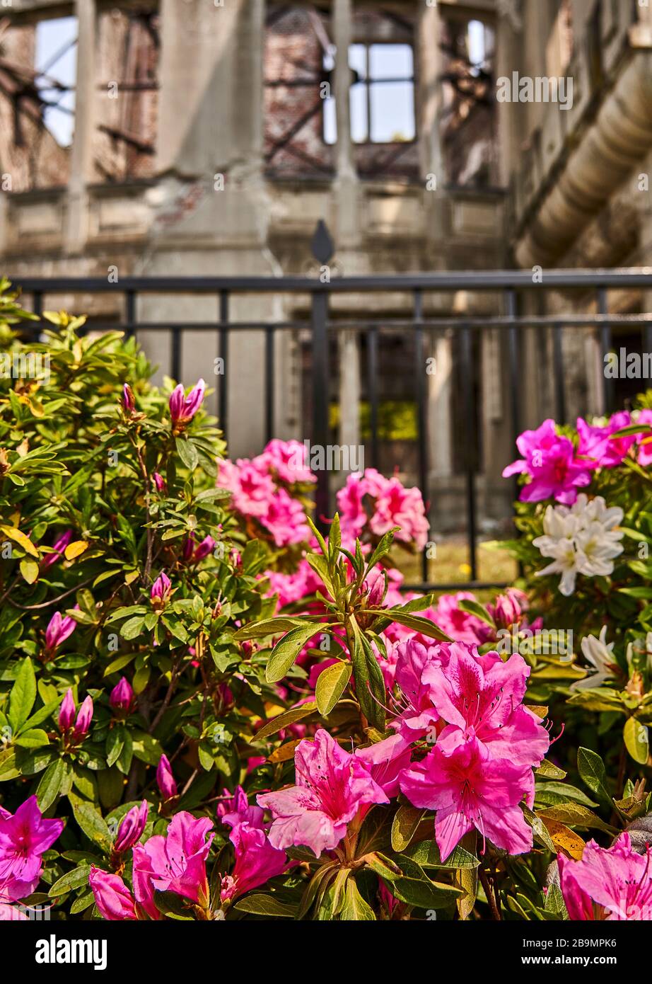 Reste einer Verbildung in der A-Bomben-Gedenkstätte in Hiroshima, Japan. Stockfoto