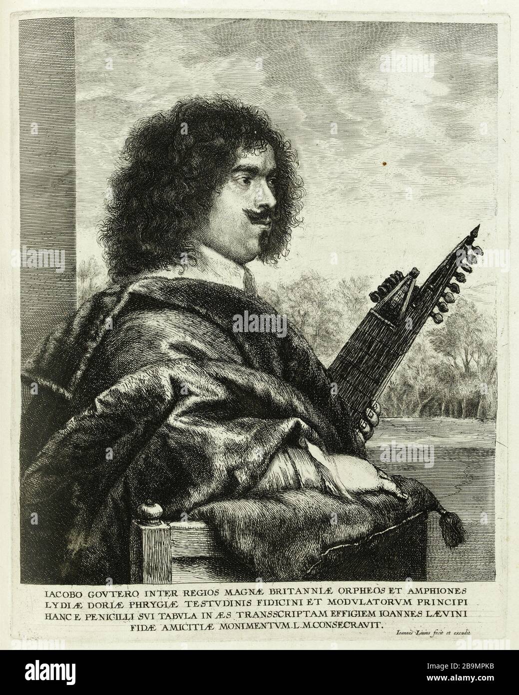 Gouter (Dutuit, Lievens) Jan Lievens (1607-1674). Portrait de Grouter (Dutuit, Lievens), extrait du recueil Debois. Eau-forte, burin sur Papier, 1600-1700. Musée des Beaux-Arts de la Ville de Paris, Petit Palais. Stockfoto