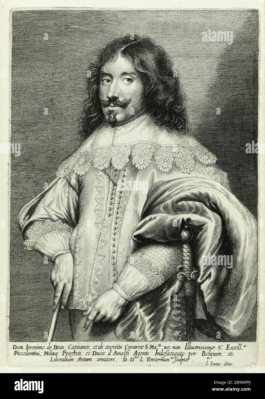 Bran (Dutuit, Van Dyck) Jan Lievens (1607-1674). Portrait de Bran (Dutuit, Van Dyck), extrait du recueil Debois. Eau-forte, burin sur Papier, 1641-1641. Musée des Beaux-Arts de la Ville de Paris, Petit Palais. Stockfoto