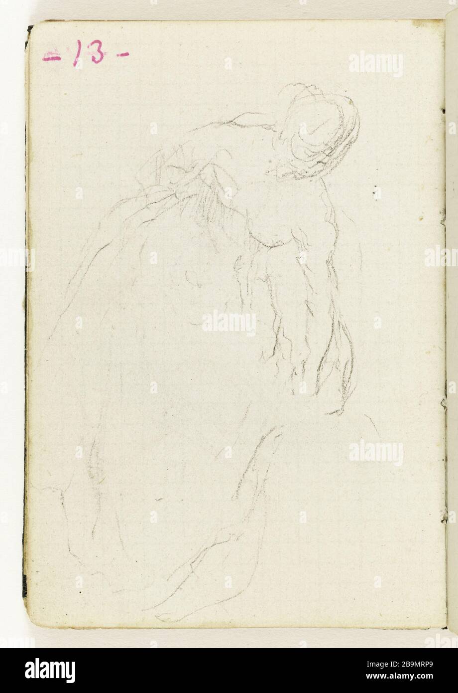 Studienfrau steht vorne und neigt sich nach links. Jean-Baptiste Carpeaux (1827-1875). Etüde de femme debout de face se penchant vers la gauche. Dessin, Ver. 1872. Musée des Beaux-Arts de la Ville de Paris, Petit Palais. Stockfoto