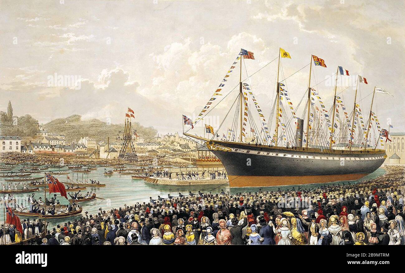 SS-GROSSBRITANIEN-Passenger-Schiff, das im Juli 1843 in Bristol startete Stockfoto