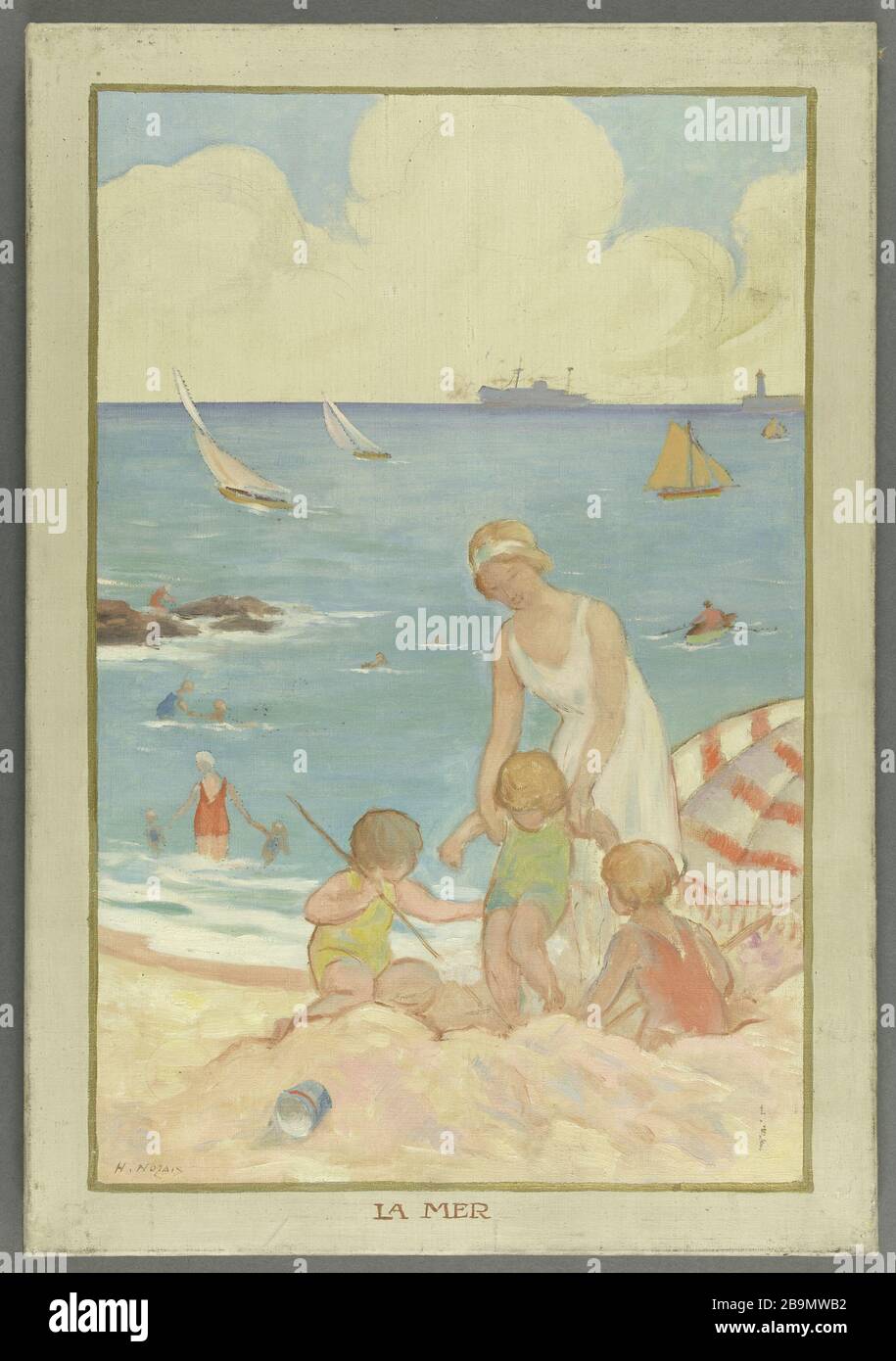 DAS MEER. UMRISSE FÜR DIE SCHULSTRASSE DUPLEIX Henri Nozais. "La mer. Esquisse pour l'école de la rue Dupleix." Huile sur toile. 1933. Musée des Beaux-Arts de la Ville de Paris, Petit Palais. Stockfoto