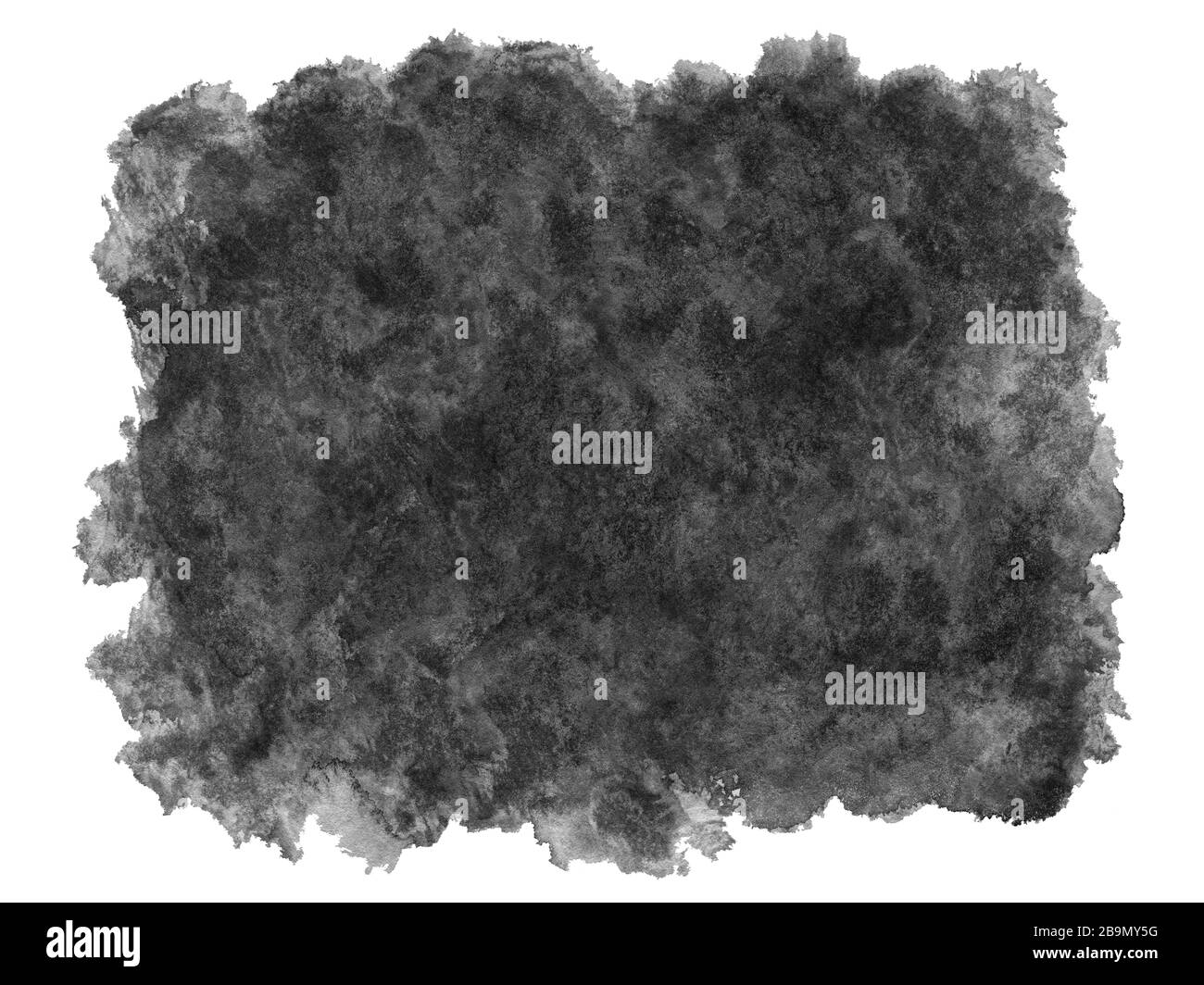 Abstrakter schwarz-weißer Hintergrund mit Aquarellfarben, handfarbenem Texturhintergrund, Aquarellhintergrund. Stockfoto