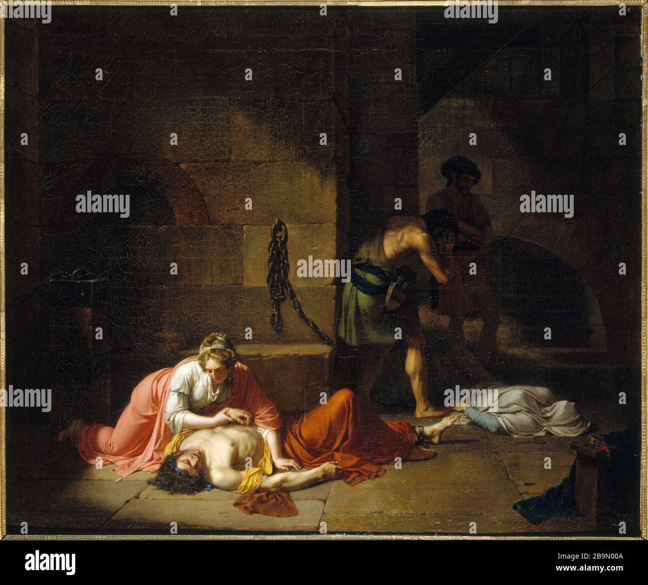 TOD VON AGIS Nicolas-André Monsiau (1754-1837). 'La mort d'AGIS', 1789 (AGIS IV, roi de Sparte, 244-241 av.J.-C.). Huile sur toile. Musée des Beaux-Arts de la Ville de Paris, Petit Palais. Stockfoto