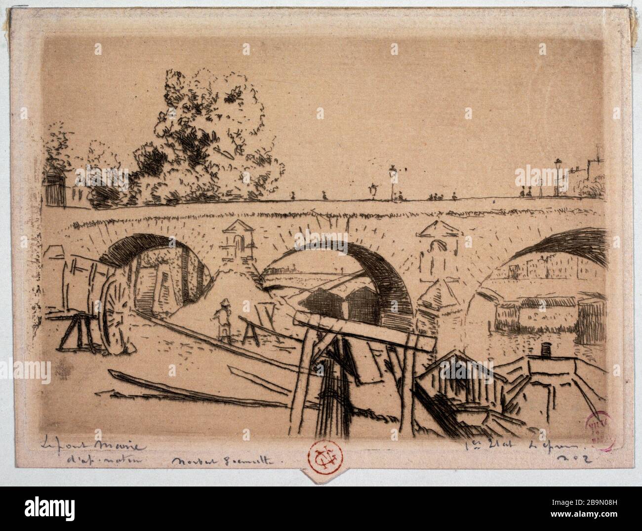 BRÜCKEN-MARIE Norbert Goeneutte (1854-1894). "Le Pont-Marie". Tiefdruck (eau-forte). Paris, musée Carnavalet. Stockfoto