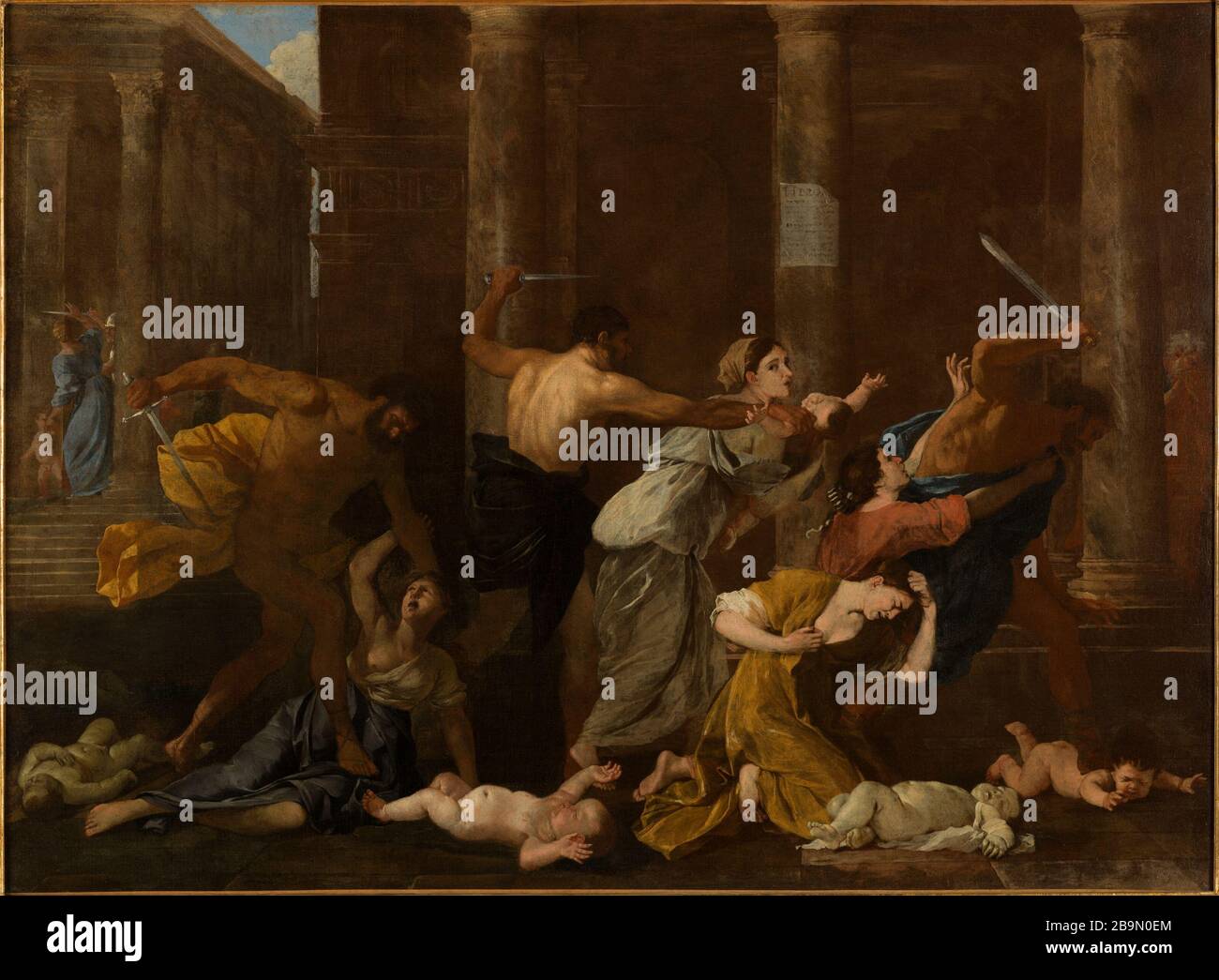 Das Massaker von den Innocents. ' attribué à Nicolas Poussin (1594-1665). "Le Massacre des Innocents". Huile sur toile. 1626-1627. Musée des Beaux-Arts de la Ville de Paris, Petit Palais. Stockfoto