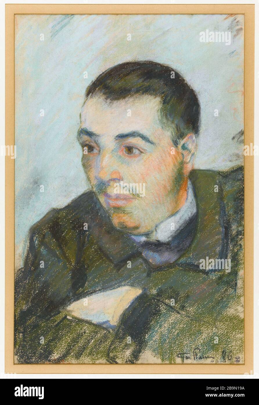 PORTRÄT VON MAN (VORNE) / BELADEN EINES LASTKAHNS MIT ZWEI FISCHERN (HINTEN) ARMAND GUILLAUMIN (1841-1927). 'Portrait d'homme (recto) / Chargement d'une péniche avec deux pêcheurs (verso)'. Pastell au recto / crayon noir au verso. Im Jahr 1886. Musée des Beaux-Arts de la Ville de Paris, Petit Palais. Stockfoto