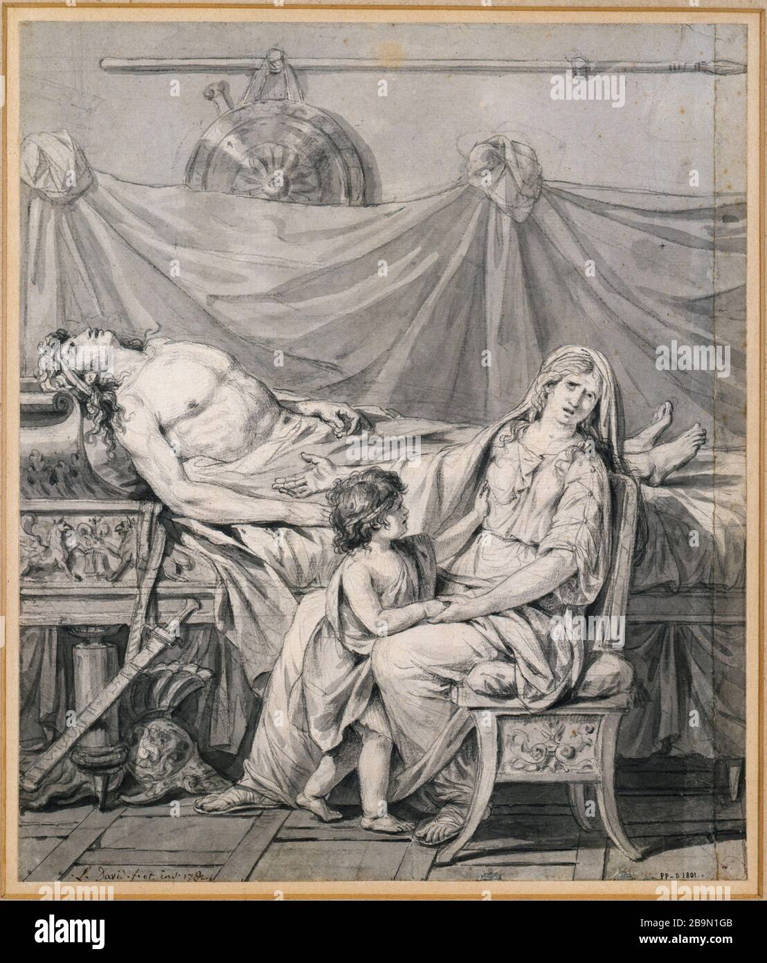 SCHMERZ VON ANDROMEDA Jacques-Louis David (1748-1825). 'La douleur d'Andromaque', Vers. Musée des Beaux-Arts de la Ville de Paris, Petit Palais. Stockfoto