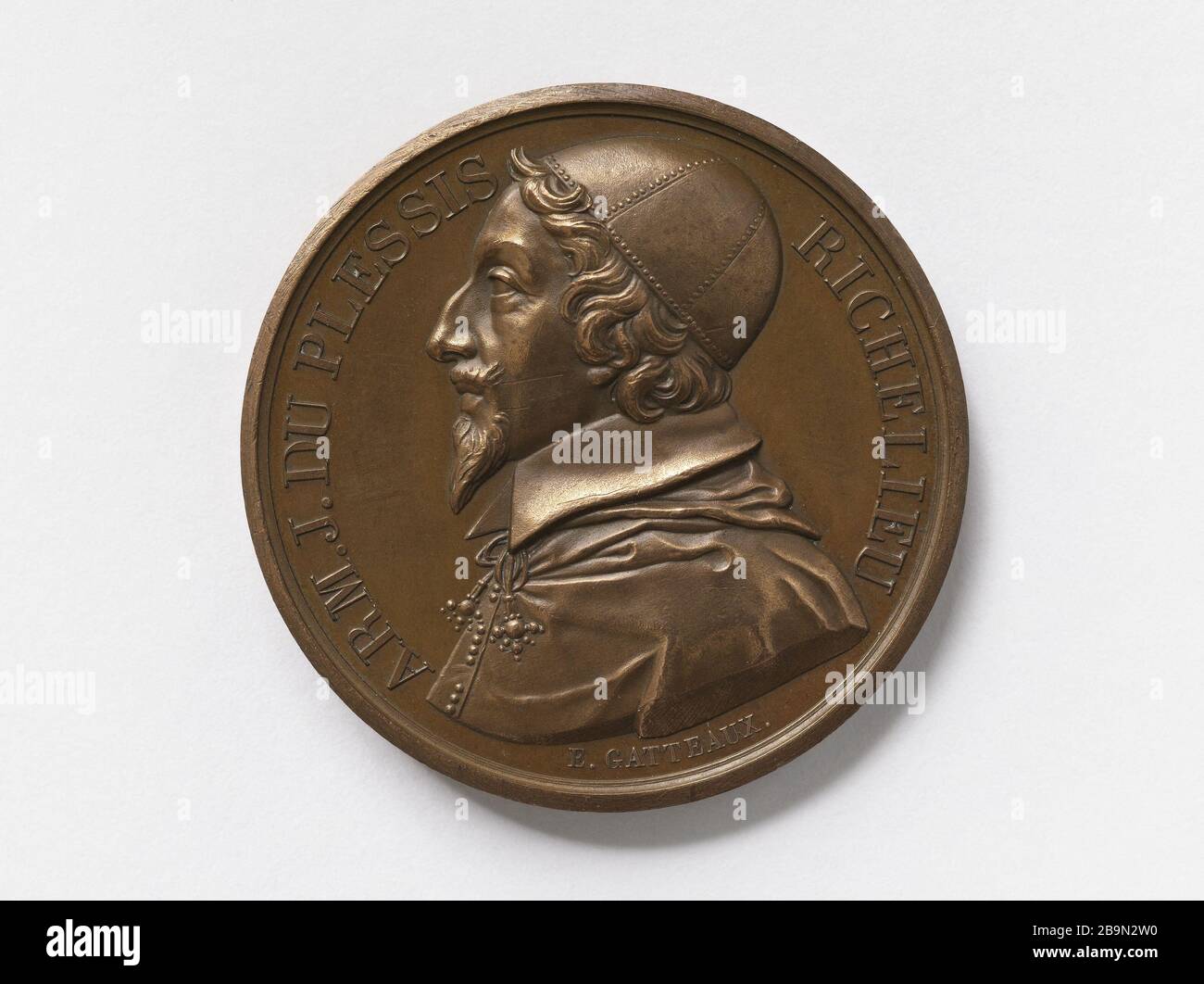 Armand Jean du Plessis, Kardinal-Herzog de Richelieu (1585-1642), im Jahre 181 Jacques-Edouard Gatteaux (1788-1881). Armand-Jean du Plessis, Cardinal-duc de Richelieu (1585-1642), 181. Cuivre, 181. Paris, musée Carnavalet. Stockfoto