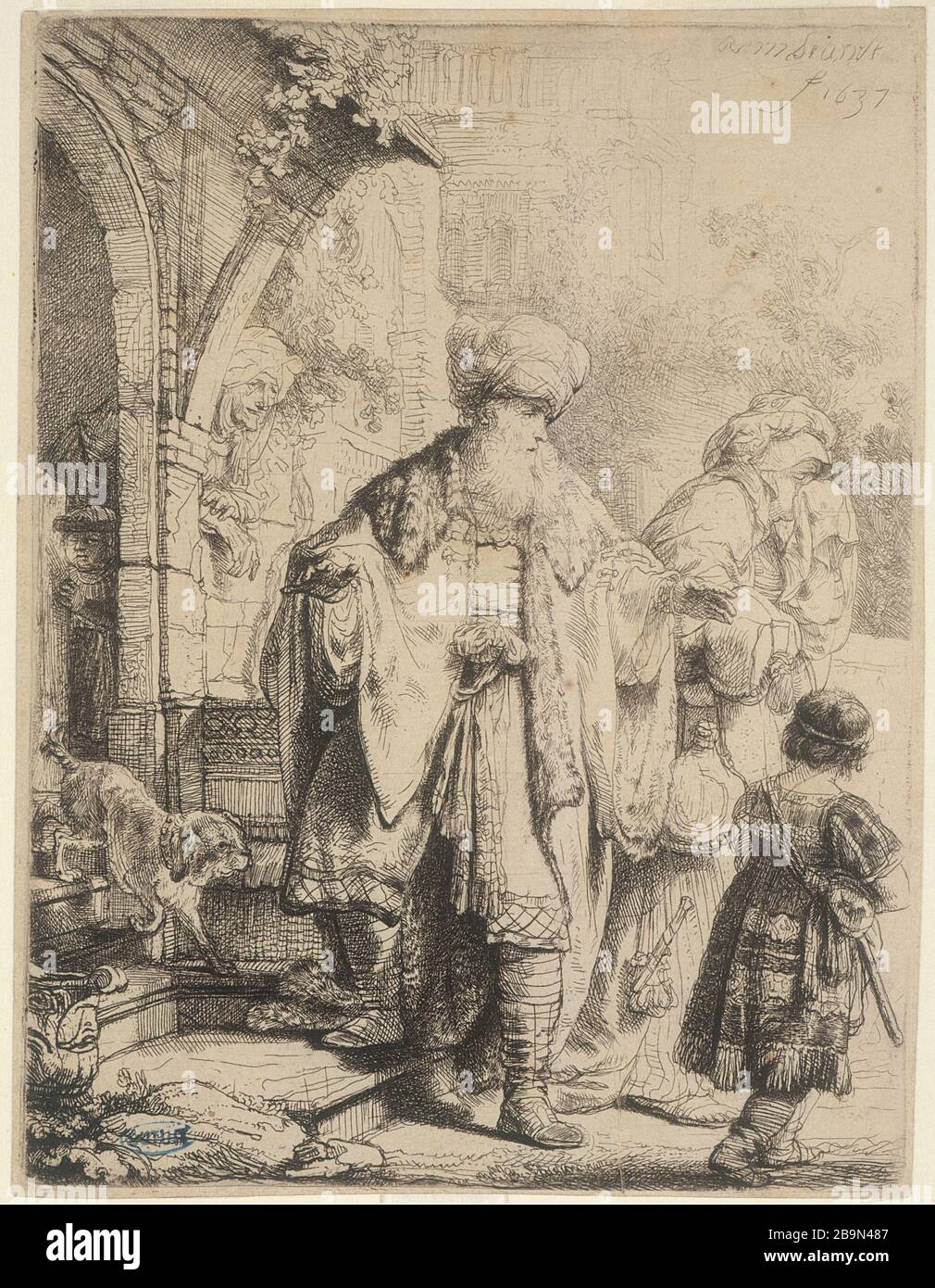 AGAR VON ABRAHAM Harmensz Van Rijn Rembrandt (1606-1669) ZURÜCKGEGEBEN. "Agar renvoyée par Abraham" (B 30 - état unique), 1637. Musée des Beaux-Arts de la Ville de Paris, Petit Palais. Stockfoto