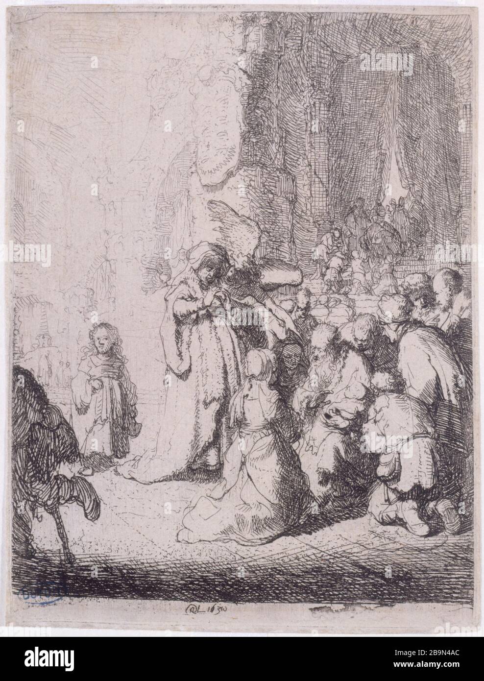KLEINE PRÄSENTATION IM TEMPEL Harmensz Van Rijn Rembrandt (1606-1669). "La Petite présentation au Temple (B 51 - 2ème état), 1630". Musée des Beaux-Arts de la Ville de Paris, Petit Palais. Stockfoto