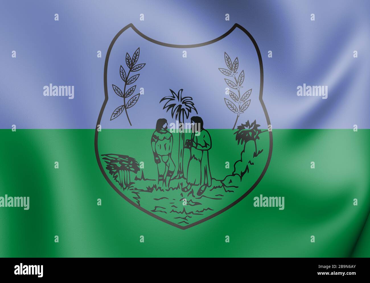 3D-Flagge von Sao Mateus (Espirito Santo), Brasilien. 3D-Abbildung. Stockfoto