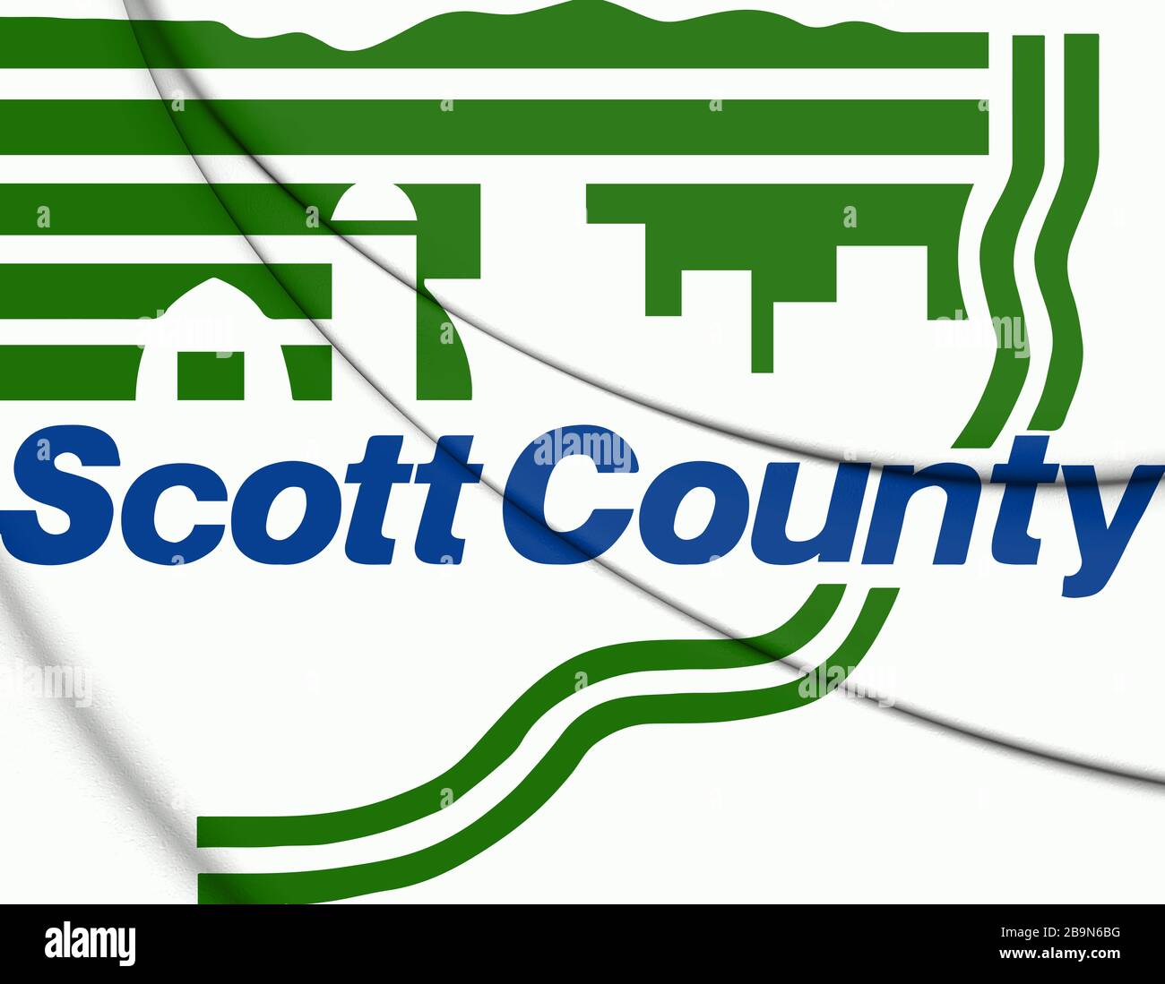 3D-Siegel von Scott County (Iowa), USA. 3D-Abbildung. Stockfoto