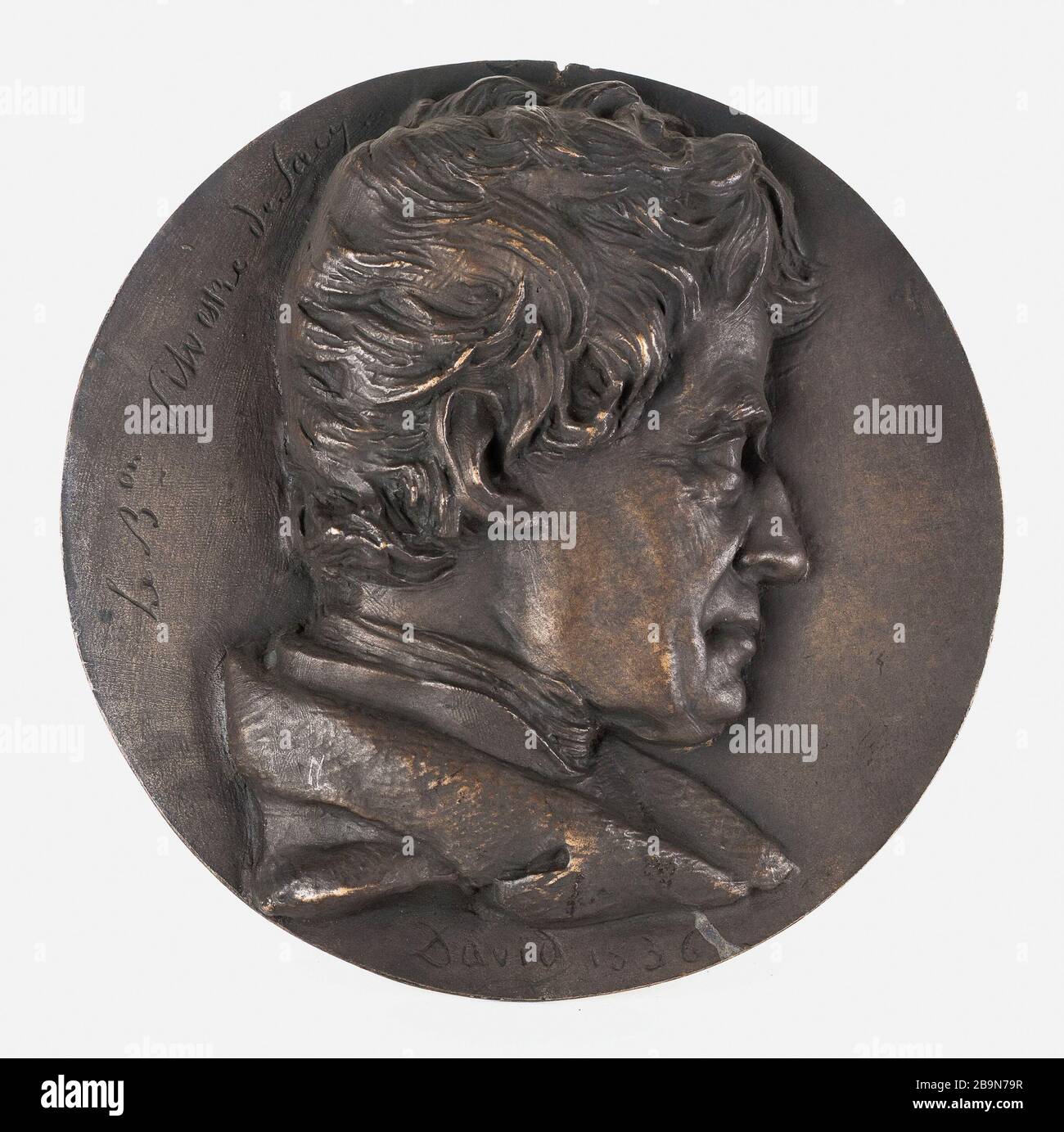 PORTRÄT VON ANTOINE-ISAAC BARON VON SILVESTRE YCAS (1758-1838), ORIENTALISTE, SPRACHWISSENSCHAFTLER UND STAATSRECHTE DAVID D'ANGERS (2,8-1856). Portrait d'Anteine-Isaac, Baron Silvestre de Sacy (1758-188), orientaliste, linguiste et homme d'Etat. Bronze. Fonte au sable. Im Jahre 182. Paris, musée Carnavalet. Stockfoto