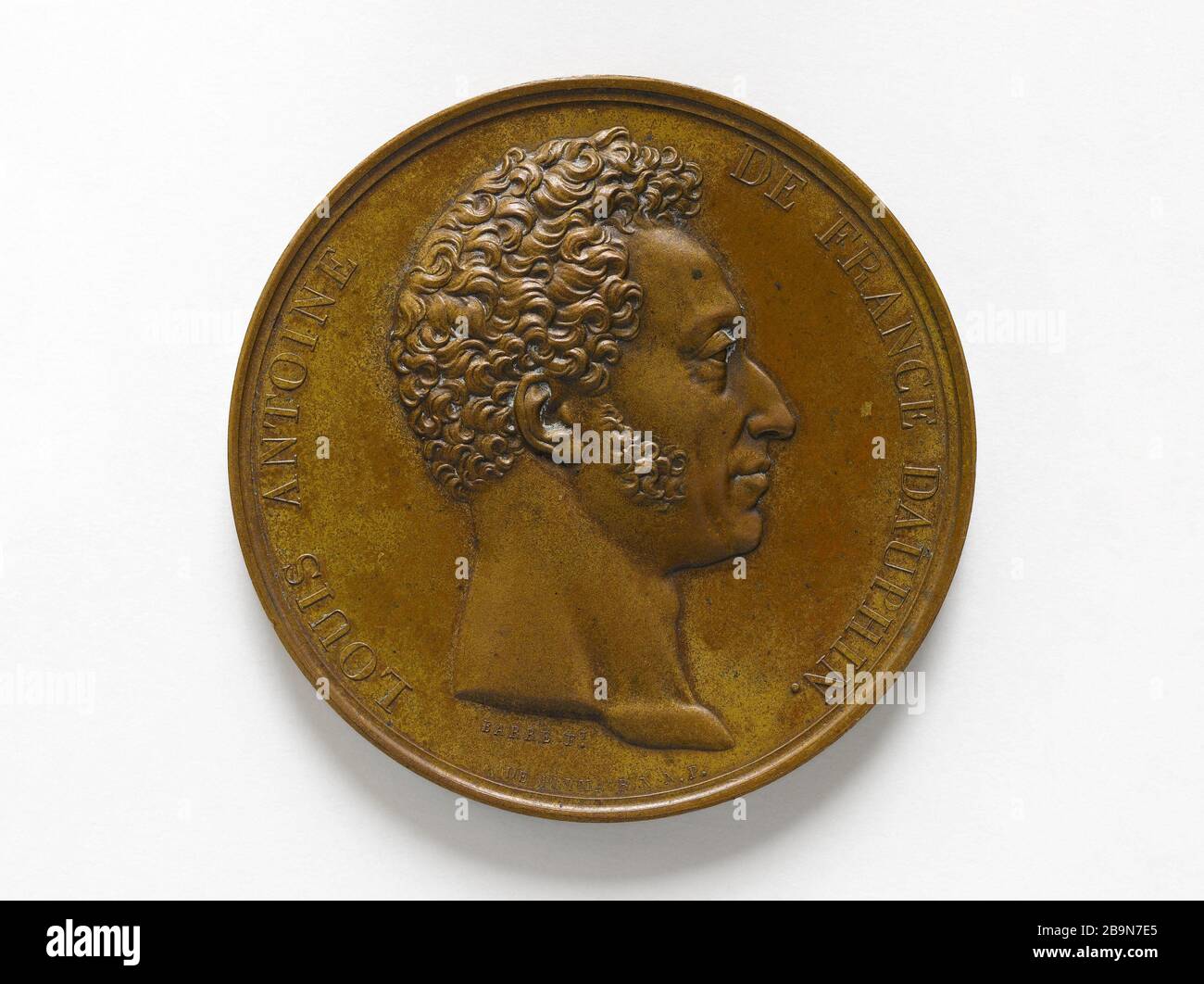 August 1826 Jacques-Jean Barre (1793-1855) zur Grundsteinlegung der Kasernen des Trocadero. Portrait de Louis de France (1775-1844). (Autre face : pose de la première pierre de la caserne du Trocadéro). 31 août 1826. Bronze. 1826. Paris, musée Carnavalet. Stockfoto