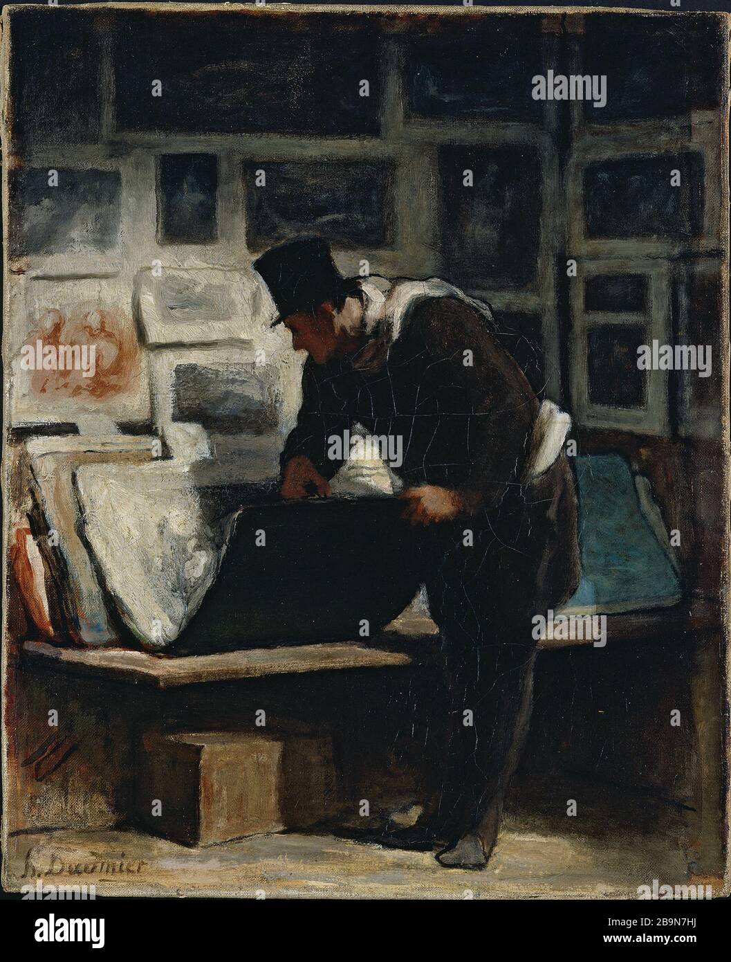 Amateur und Drucke Honoré Daumier (1808-1879). 'L'Amateur d'estampes', vers. Musée des Beaux-Art de la Ville de Paris, Petit Palais. Stockfoto