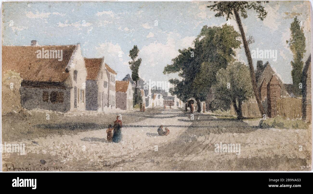 Blick auf eine Dorfstraße Henri Harpignies (1819-1916). "Vue d'une rue de Village", im Jahre 1863. Musée des Beaux-Arts de la Ville de Paris, Petit Palais. Stockfoto