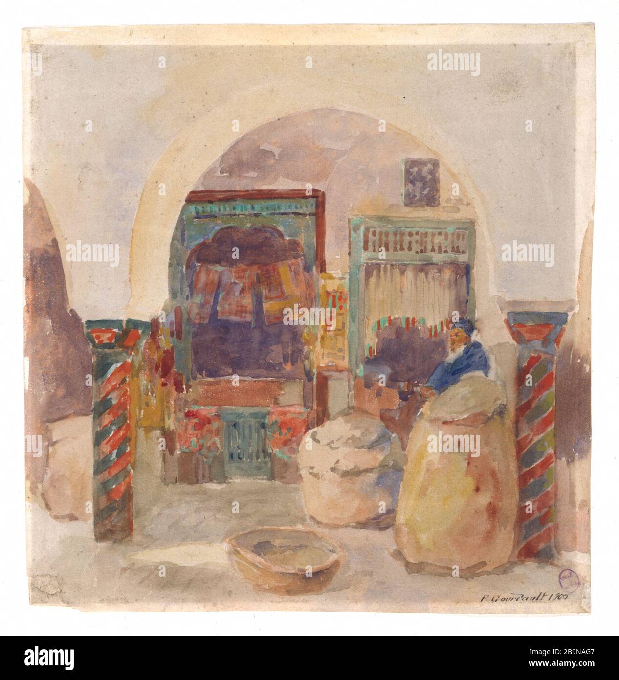 Arabischer Laden Pierre Gourdault (1880-1915). "Pagasin arabe". Aquarelle, 1905. Musée des Beaux-Arts de la ville de Paris, Petit Palais. Stockfoto
