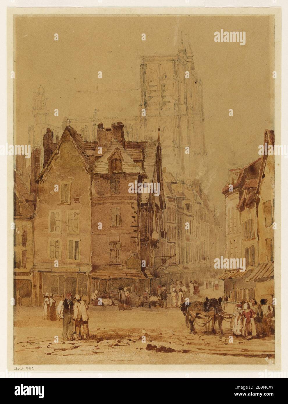 Blick in Rouen Adrien Dauzats (1804-1868). Vue Pry à Rouen. Crayon Graphit et aquarelle sur Papier. Musée des Beaux-Arts de la Ville de Paris, Petit Palais. Stockfoto