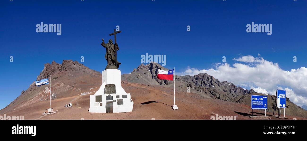 Statue von Cristo Redentor de los Andes, Christus Erlöser der Anden, Paso de la Cumbre, in der Nähe von Uspallata, Provinz Mendoza, Argentinien Stockfoto