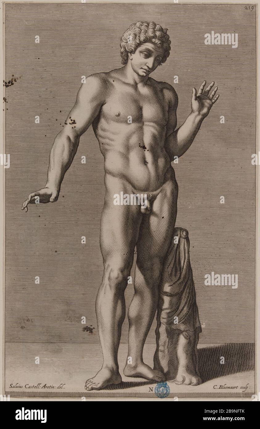 Narcisse nach Salvio Castello (S.37 Dutuit Le Blanc 152) Cornelis II Bloemaert, dit le Jeune (1603-1692). Narcisse d'après Salvio Castello (Dutuit S.37, Le Blanc 152). Burin, XVIIe siècle. Musée des Beaux-Arts de la Ville de Paris, Petit Palais. Stockfoto