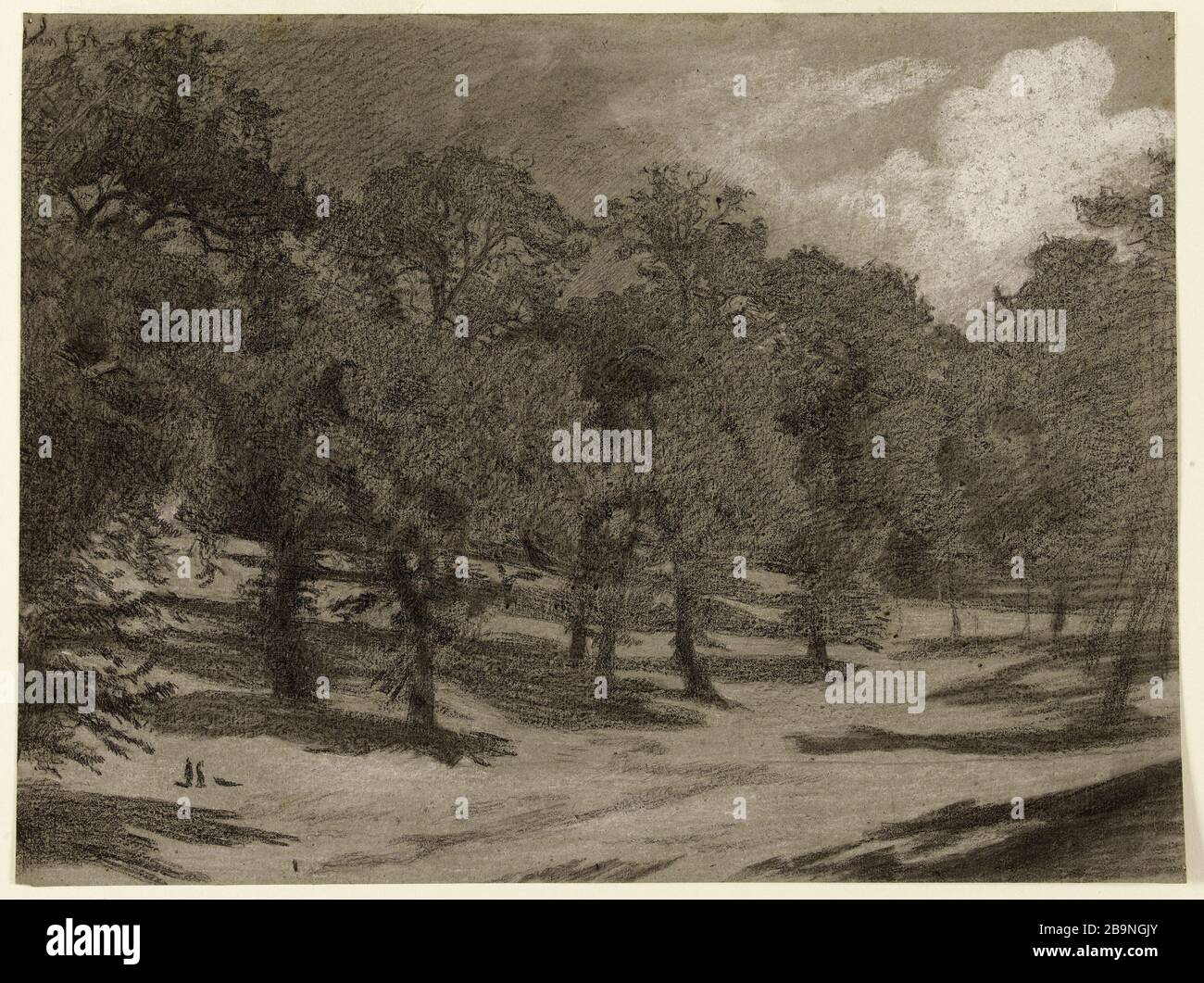 Landscape Léon Bonnat (1833-1922). Paysage. Crayon-Graphit, pierre noire rehauts de blanc sur Papier. Musée des Beaux-Arts de la Ville de Paris, Petit Palais. Stockfoto