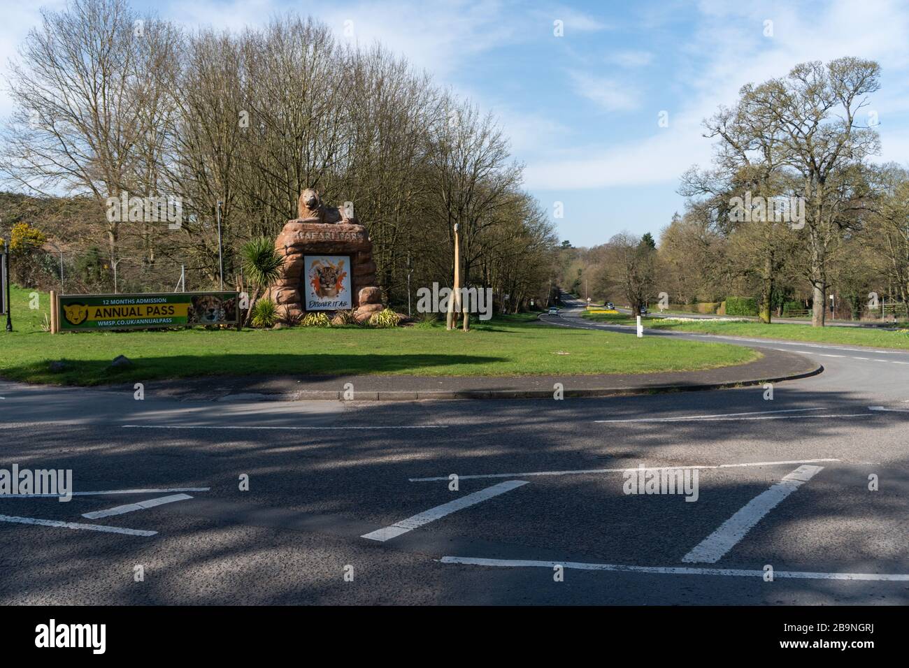Schild am Eingang zum Bewdley Safari Park. Worcestershire. Stockfoto