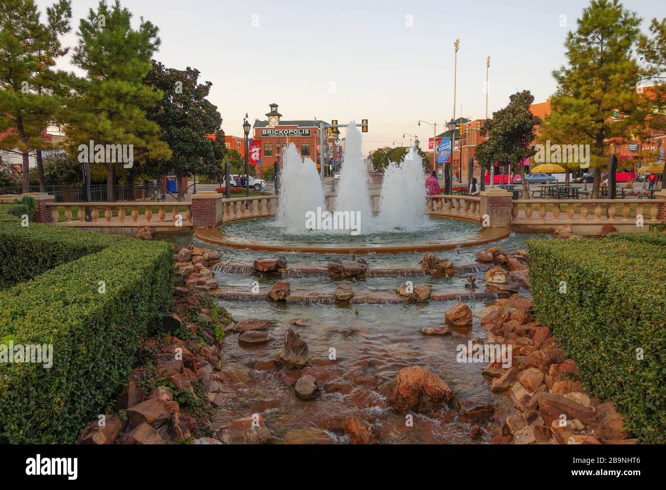 Brunnen am Flussweg in bricktown, Oklahoma City, OK Stockfoto