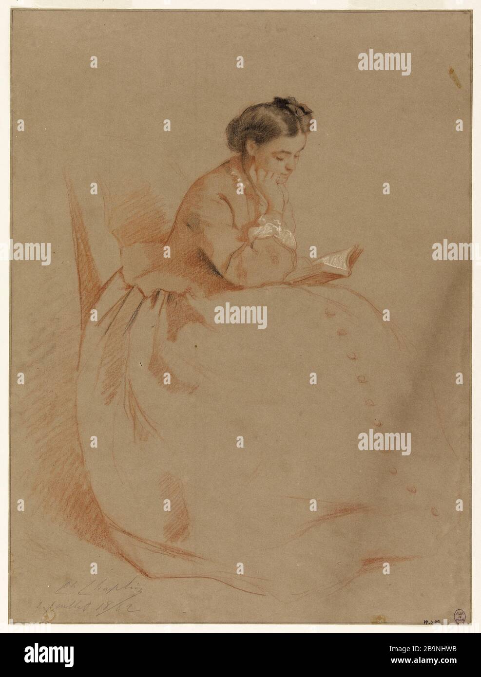 Porträt von Mrs. Chaplin Charles Joshua Chaplin (1825-1891). Portrait de Mme Chaplin. Sanguine, pierre noire, craie blanche sur Papier. Musée des Beaux-Arts de la Ville de Paris, Petit Palais. Stockfoto