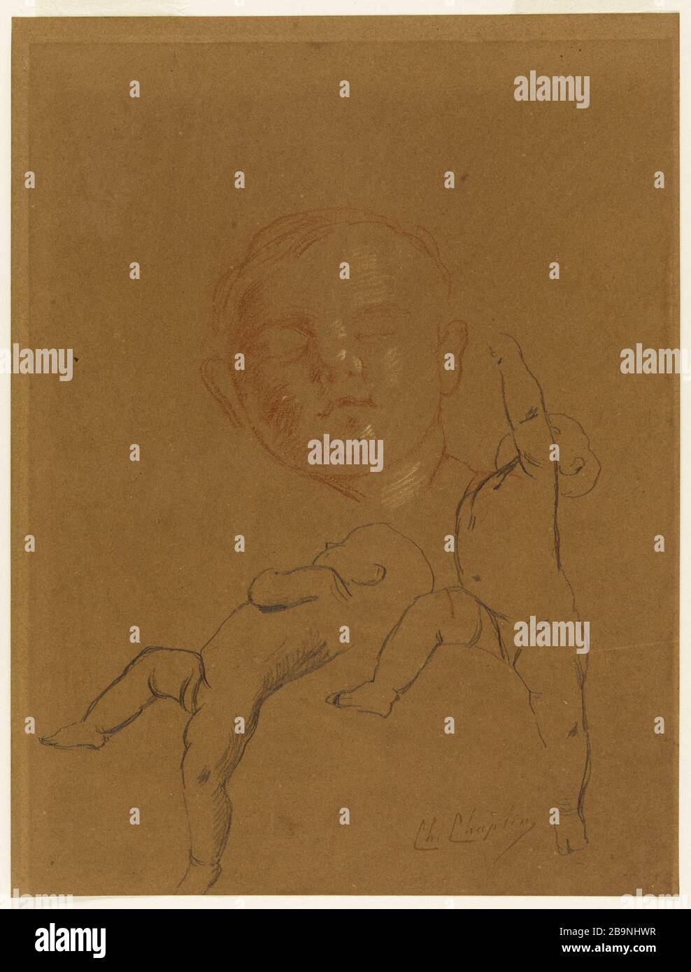 Lernen Sie Amours Charles Joshua Chaplin (1825-1891). Etüde d'Amours. Crayon Graphit, Sanguin, Remauts de craie blanche sur Papier. Musée des Beaux-Arts de la Ville de Paris, Petit Palais. Stockfoto